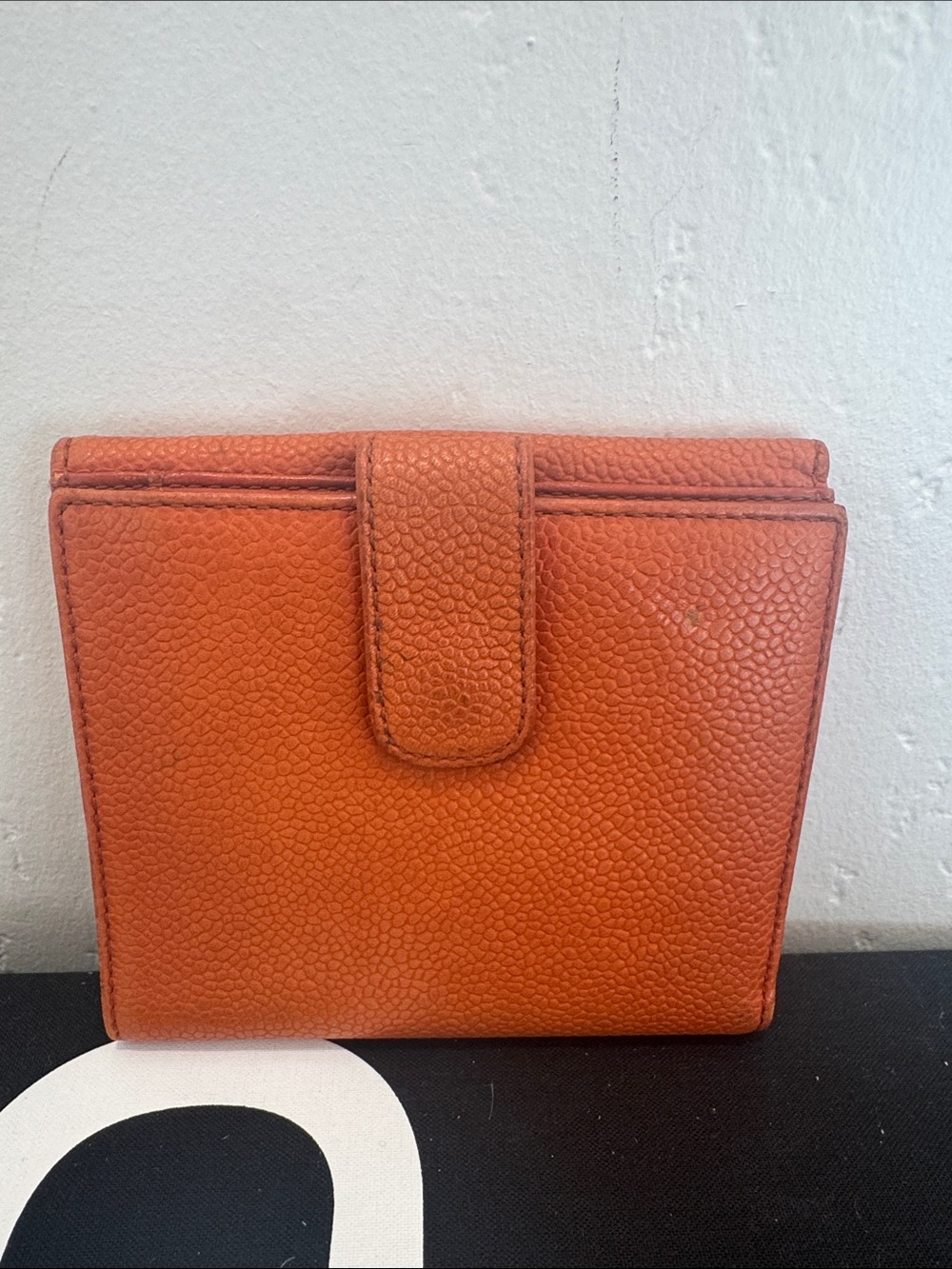 CHANEL Orange Quilted CC Caviar Leather Wallet - Picture 2 of 5